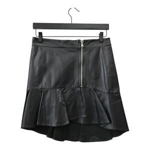 Veronica Beard Black Leather Asymmetrical Zip Skirt Size 6